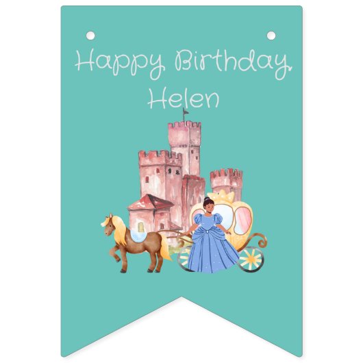  prinses & kasteel met bewerkbare tekst vlaggetjes (Tweede vlag)