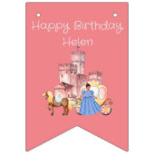 prinses & kasteel met bewerkbare tekst vlaggetjes (Eerste vlag)