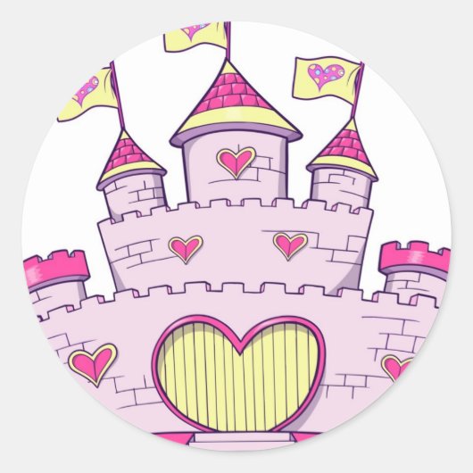 Prinses kasteel ronde sticker (Voorkant)