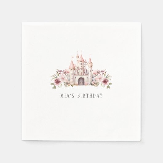 Prinses kasteel verjaardag meisjes servet (Voorkant)