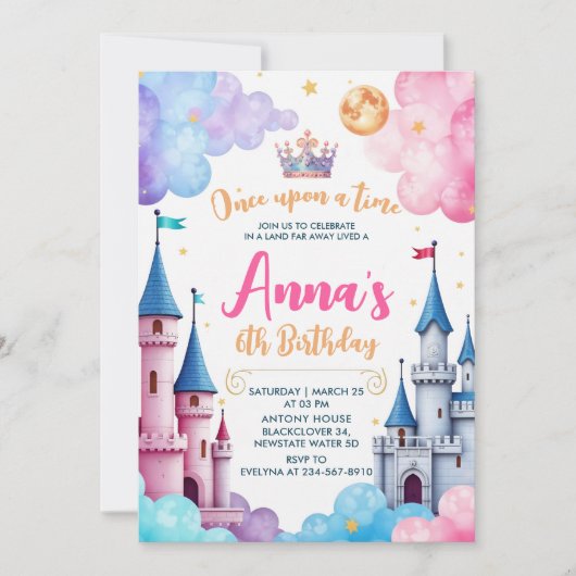 Prinses Kasteel Verjaardagsfeest Kaart (Voorkant)