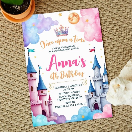 Prinses Kasteel Verjaardagsfeest Kaart