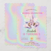 Prinses Kasteel Wolken Holografische Verjaardag Kaart (Voorkant / Achterkant)