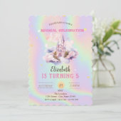 Prinses Kasteel Wolken Holografische Verjaardag Kaart (Staand voorkant)