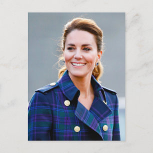 Prinses Kate blauw plaid gestileerd Briefkaart