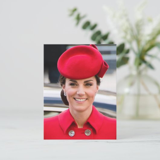 Prinses Kate rood gestileerd Briefkaart (Staand voorkant)