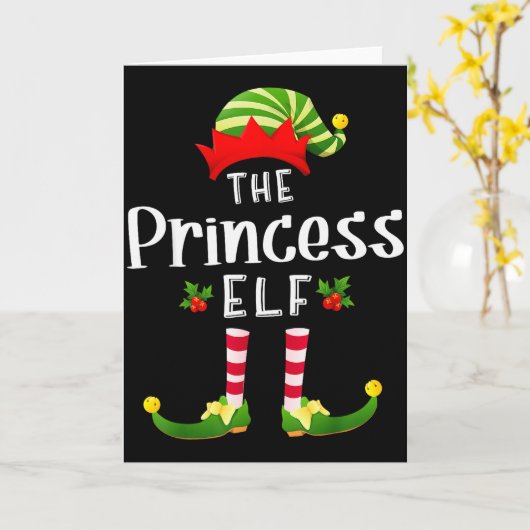 Prinses Kerst Elf Matching Pyjama Kerstmis Feestje Kaart (Gele Bloem)