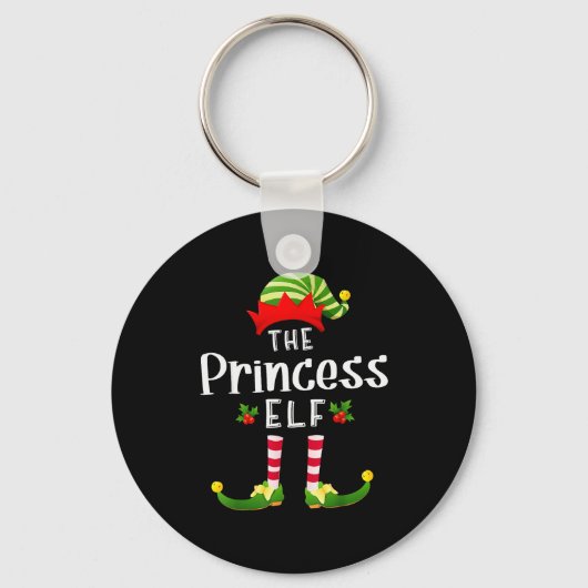 Prinses Kerst Elf Matching Pyjama Kerstmis Feestje Sleutelhanger (Voorkant)