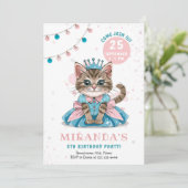 Prinses Kitty Girl Verjaardagsfeestje Kaart (Staand voorkant)