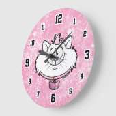 Prinses Kitty Roze Glitter Sjabloon Graphics Grote Klok (Hoek)