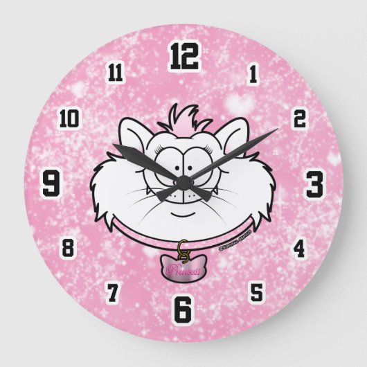 Prinses Kitty Roze Glitter Sjabloon Graphics Grote Klok (Voorkant)