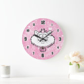 Prinses Kitty Roze Glitter Sjabloon Graphics Grote Klok (Huis)