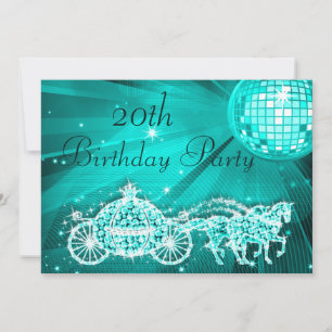 Prinses Koets & Paarden & Disco Bal 20e Verjaardag Kaart