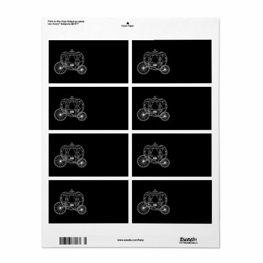 Prinses koets, wit op zwart. etiket (Full Sheet)