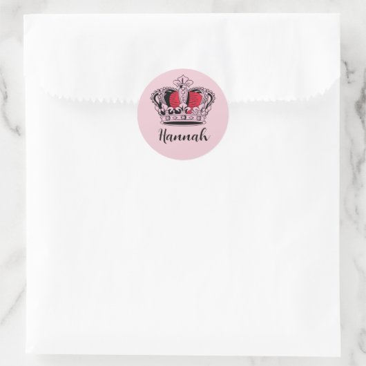 prinses koningin kroon ronde sticker (Tas)