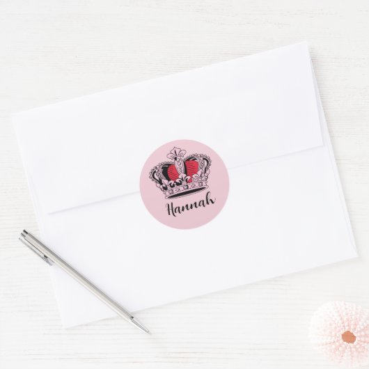 prinses koningin kroon ronde sticker (Envelop)