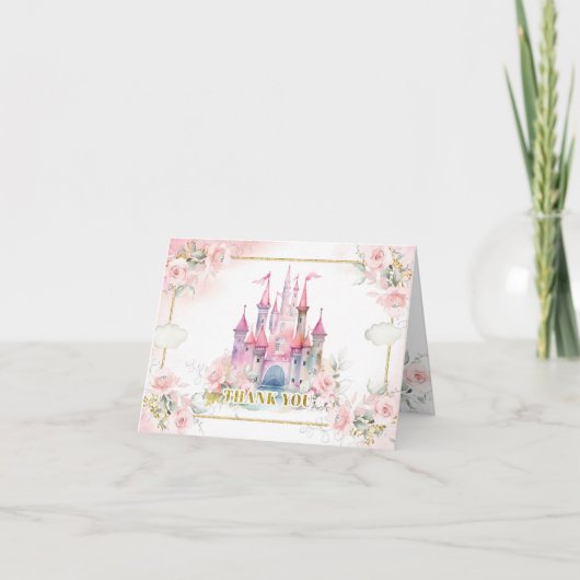 Prinses Koninklijk Kasteel 5e verjaardag gevouwen Bedankkaart (Voorkant)