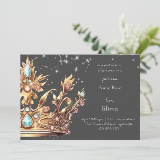 Prinses koninklijke verjaardag uitnodiging (Staand voorkant)