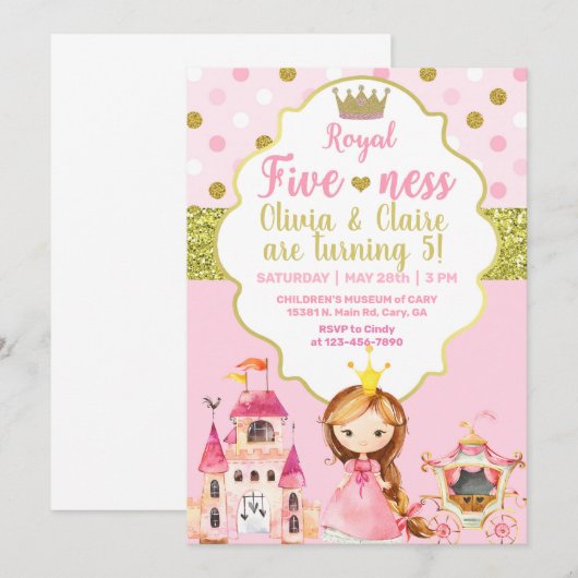 Prinses koninklijke vijf broers en zussen verjaard kaart (Voorkant / Achterkant)