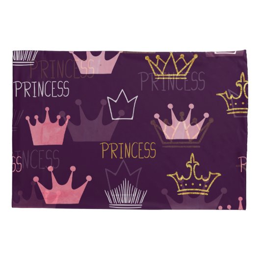 Prinses kronen: waterverf glitterpatroon. kussensloop (Achterkant)