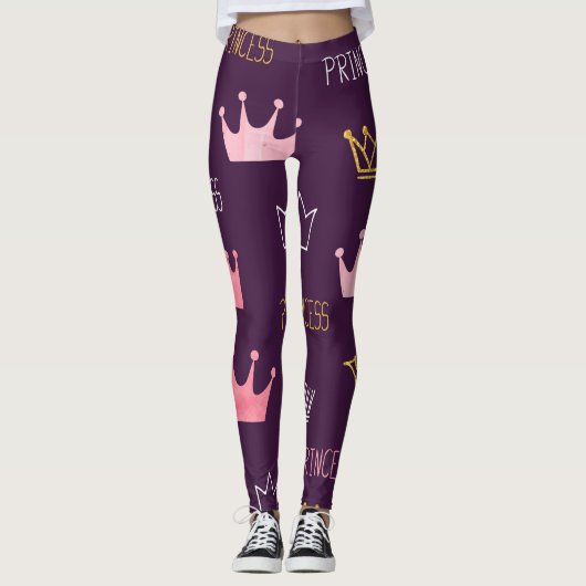 Prinses kronen: waterverf glitterpatroon. leggings (Voorkant)