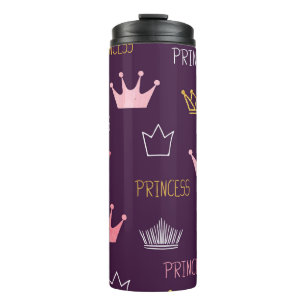 Prinses kronen: waterverf glitterpatroon. thermosbeker
