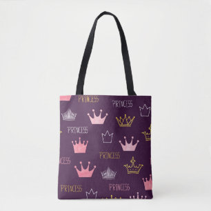 Prinses kronen: waterverf glitterpatroon. tote bag
