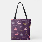 Prinses kronen: waterverf glitterpatroon. tote bag (Achterkant)