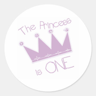 Prinses Kroon 1e Verjaardag Ronde Sticker