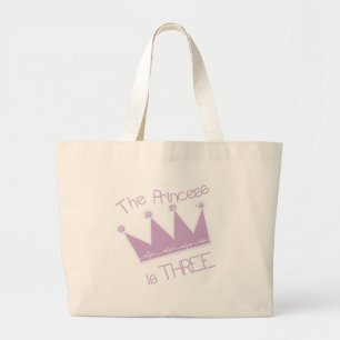 Prinses Kroon 3e Verjaardag Tshirts en geschenken Grote Tote Bag