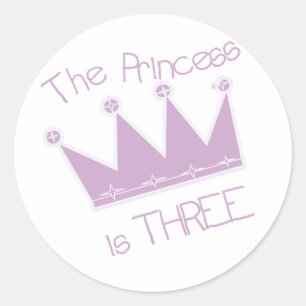 Prinses Kroon 3e Verjaardag Tshirts en geschenken Ronde Sticker