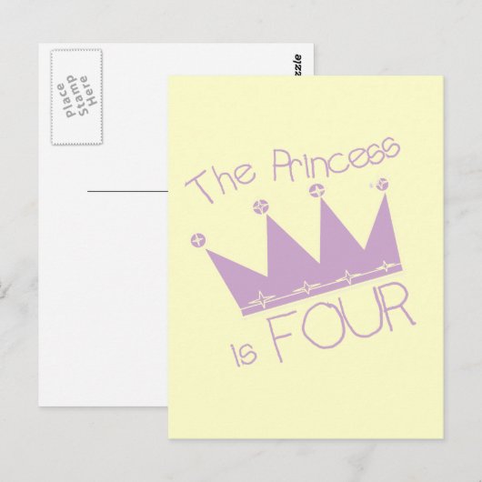 Prinses Kroon 4e Verjaardag Tshirts Briefkaart (Voorkant / Achterkant)
