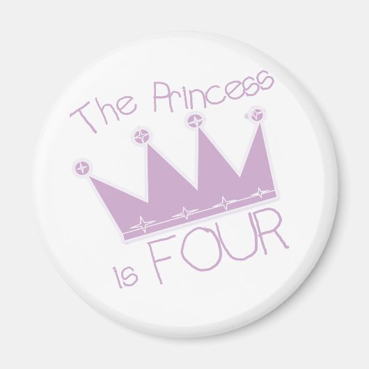 Prinses Kroon 4e Verjaardag Tshirts Magneet (Voorkant)