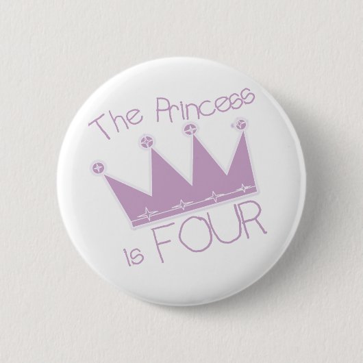 Prinses Kroon 4e Verjaardag Tshirts Ronde Button 5,7 Cm (Voorkant)