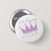 Prinses Kroon 4e Verjaardag Tshirts Ronde Button 5,7 Cm (Voorkant /achterkant)