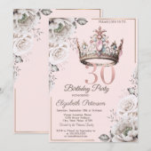 Prinses Kroon Bloemen 30ste Verjaardag Party Kaart (Voorkant / Achterkant)