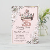 Prinses Kroon Bloemen 35ste Verjaardag Party Kaart (Staand voorkant)