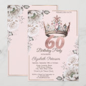 Prinses Kroon Bloemen 60ste Verjaardagsfeest Kaart (Voorkant / Achterkant)