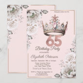 Prinses Kroon Bloemen 65ste Verjaardagsfeest Kaart (Voorkant / Achterkant)