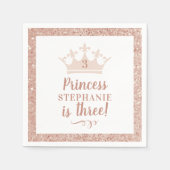 Prinses Kroon Blush Roze Glitter Verjaardag Servet (Voorkant)