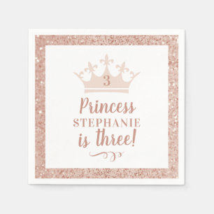 Prinses Kroon Blush Roze Glitter Verjaardag Servet