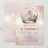 Prinses Kroon Glitter Drips Bokeh Verjaardag Kaart (Voorkant / Achterkant)