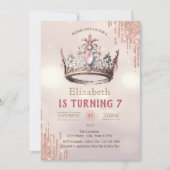 Prinses Kroon Glitter Druppels Bokeh Verjaardag Kaart (Voorkant)