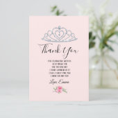 prinses, kroon, glitter kroon, dank je wel. bedankkaart (Staand voorkant)