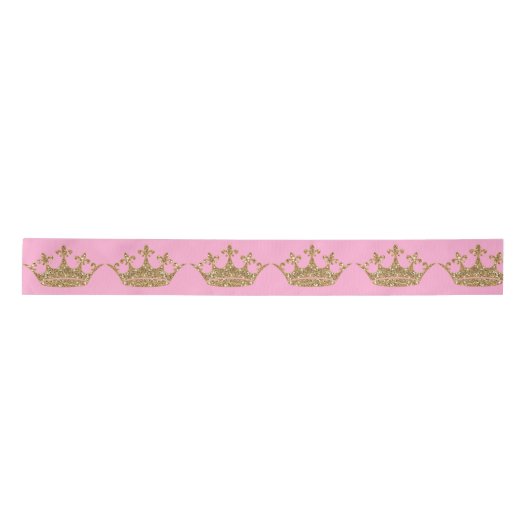 Prinses kroon goud Satijnen Lint Spool Roze Bow (Voorkant)