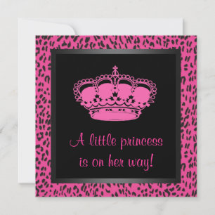 Prinses Kroon Heet Roze Luipaard Baby Meisje Showe Kaart
