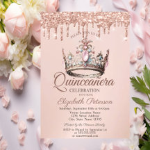 Prinses Kroon Kasteel Roze Goud Druppels Quinceañe