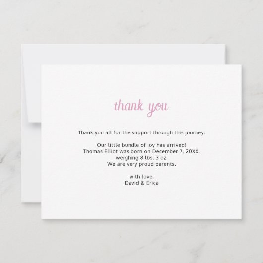 Prinses Kroon Meisje Roze Foto Geboorte Aankondigi Aankondiging (Achterkant)