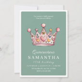 Prinses Kroon Roze 10e Meisje Verjaardag Kaart (Voorkant)