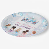 Prinses Kroon Roze Blauw Winter Meisje Verjaardag Papieren Bordje (Gekanteld)